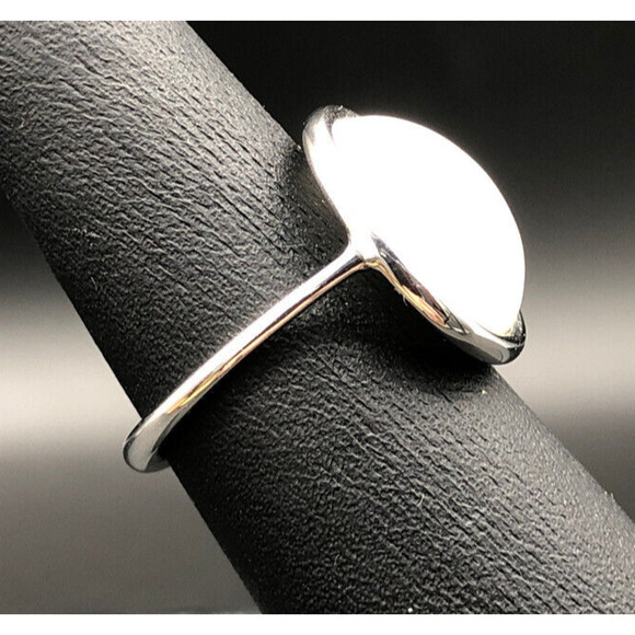 Calvin Klein Ring Size 6 Minimalist White Glass Cabochon Stainless Steel U-Shank - Picture 2 of 9